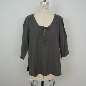 Eileen Fisher Top  Irish Linen Beaded